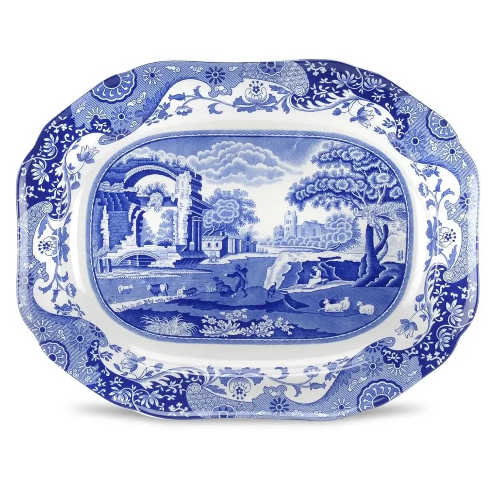 Spode Blue Italian Oval servis Tabağı 35 cm