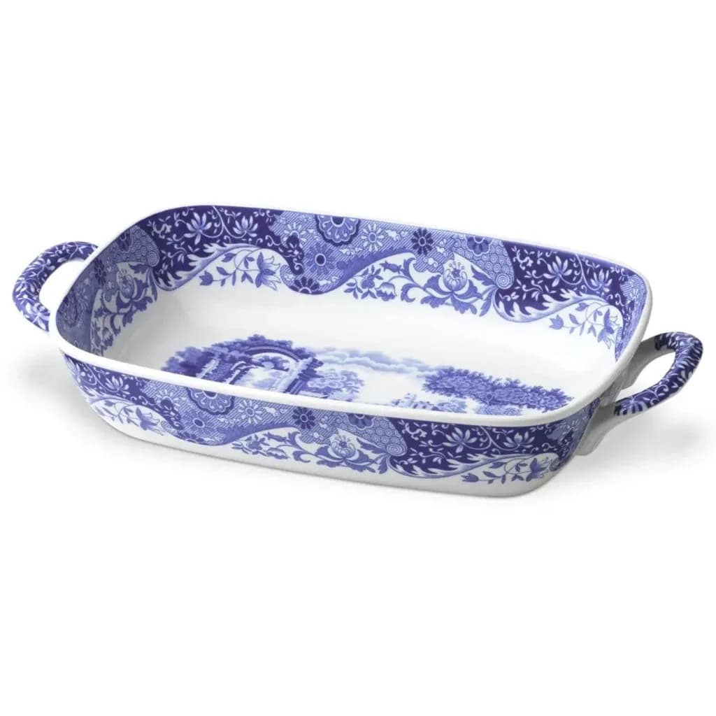 Spode Blue Italian Kulplu Dikdörtgen Servis Tabağı 35x20 cm